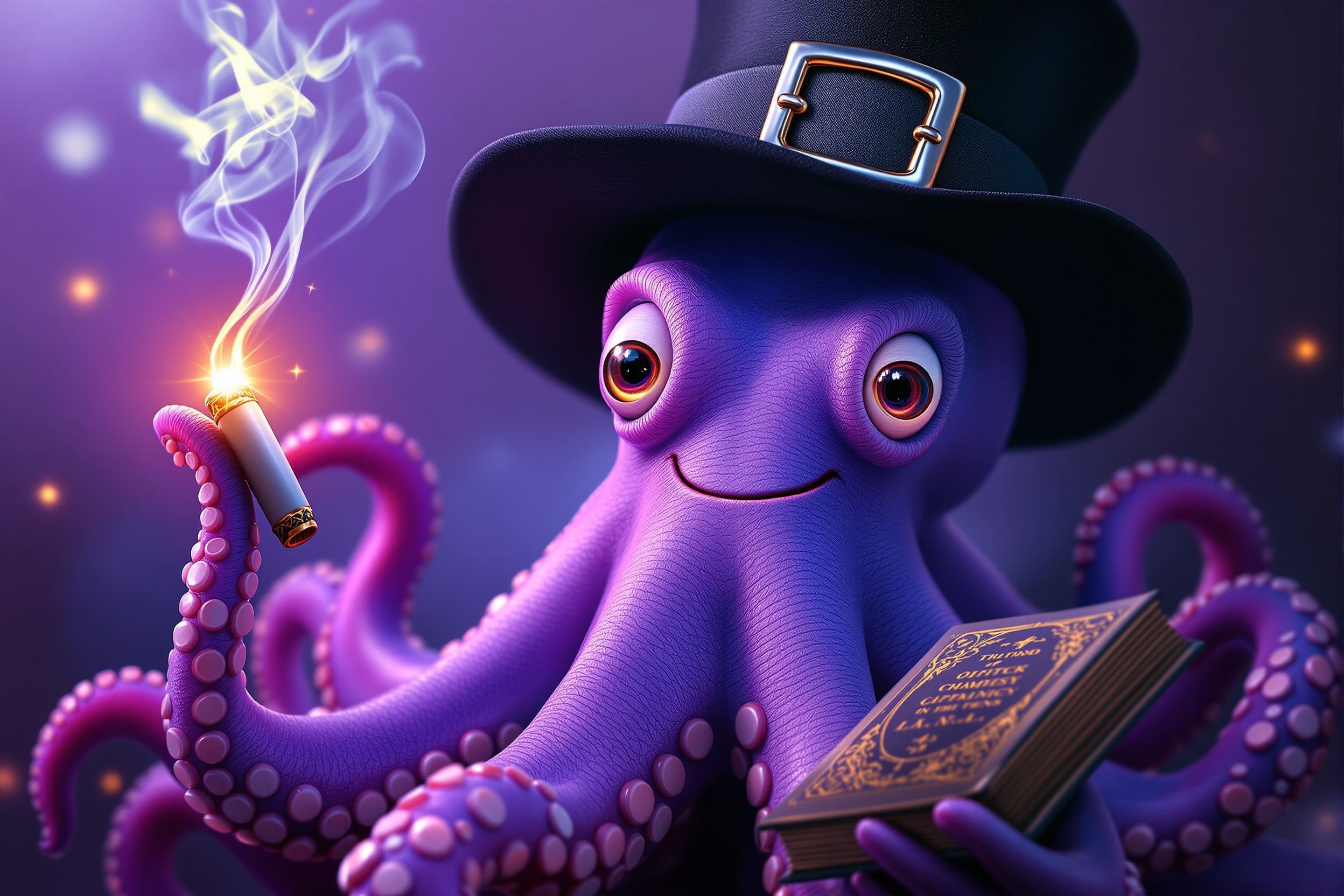 An imaginative octopus featuring a huge bloodshot eye and a squig